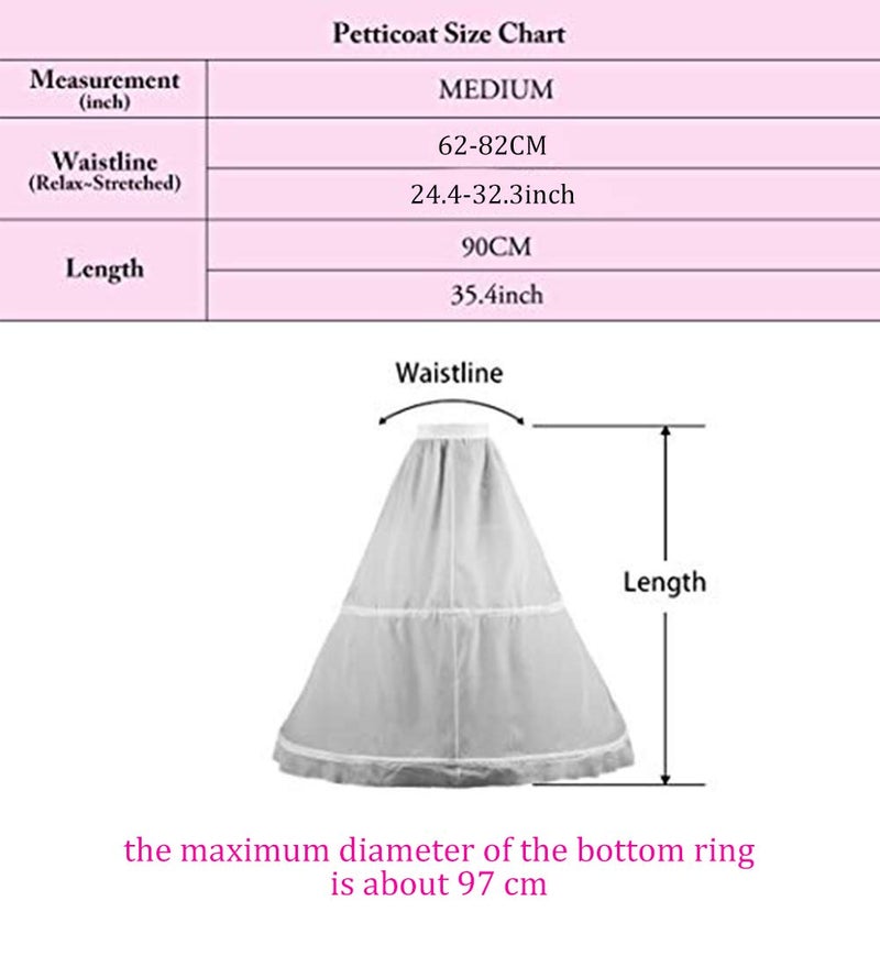 Kumeng Women's 2 Hoops Bridal Crinoline White Petticoat Half Slip Underskirt Wedding dress Bride Pannier Petticoat (White) - Image 4